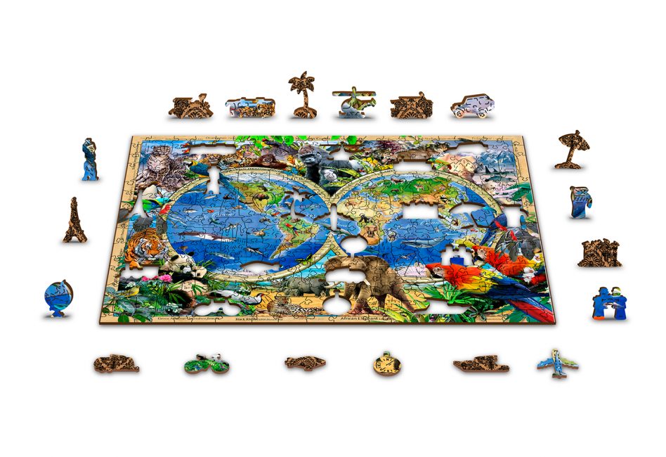 PUZZLE MAPA KRÁLOVSTVÍ ZVÍŘAT 2V1/150 DÍ