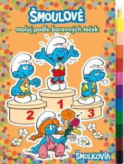 ŠMOULOVÉ - MALUJ PODLE BAREVNÝCH TEČEK +