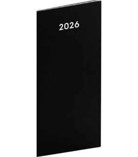 DIÁŘ 2026: ČERNÝ -PLÁNOVACÍ MĚSÍČNÍ, KAPESNÍ 8 X 18 CM