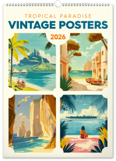 KALENDÁŘ 2026 NÁST: VINTAGE PLAKÁTY/TROPICKÉ RÁJE 33X46