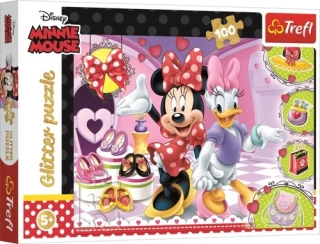 PUZZLE MINNIE A DAISY/100 DÍLKŮ, TŘPYTIVÉ