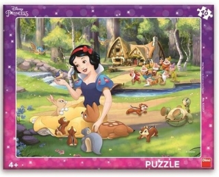 PUZZLE DESKOVÉ SNĚHURKA A ZVÍŘÁTKA/40 DÍ