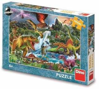 PUZZLE BOJ DINOSAURŮ/100 XL DÍLKŮ