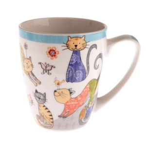 HRNEK PORCELÁNOVÝ KOČKY BAREVNÝ 390 ML